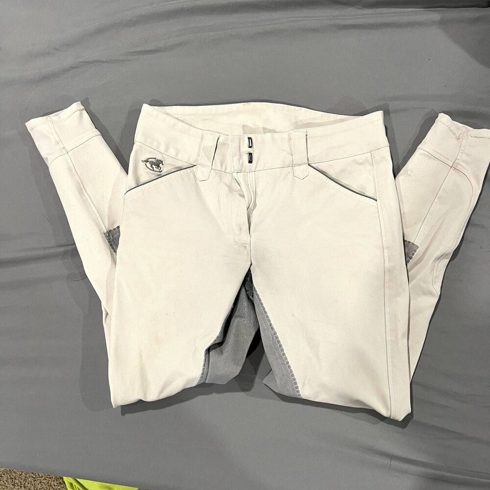 Smartpak White Gray Grey Full Seat Show Breeches 26R